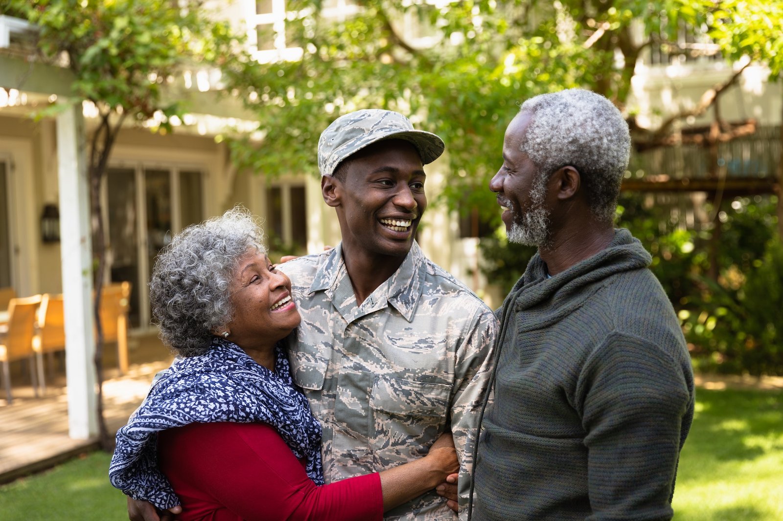 Soldier with parents