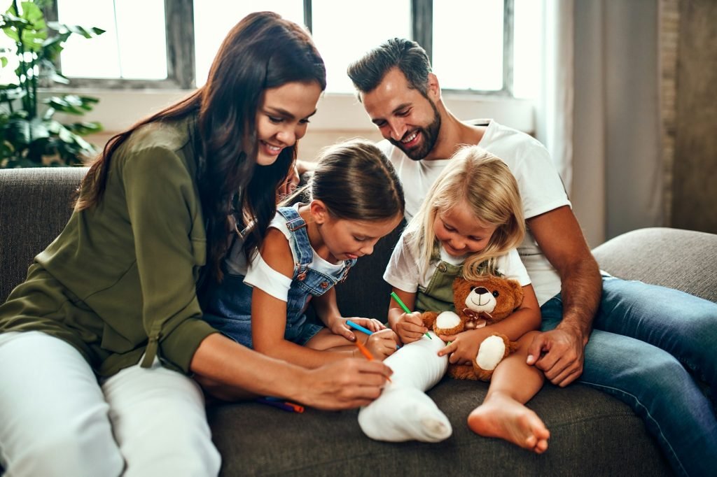 family in home